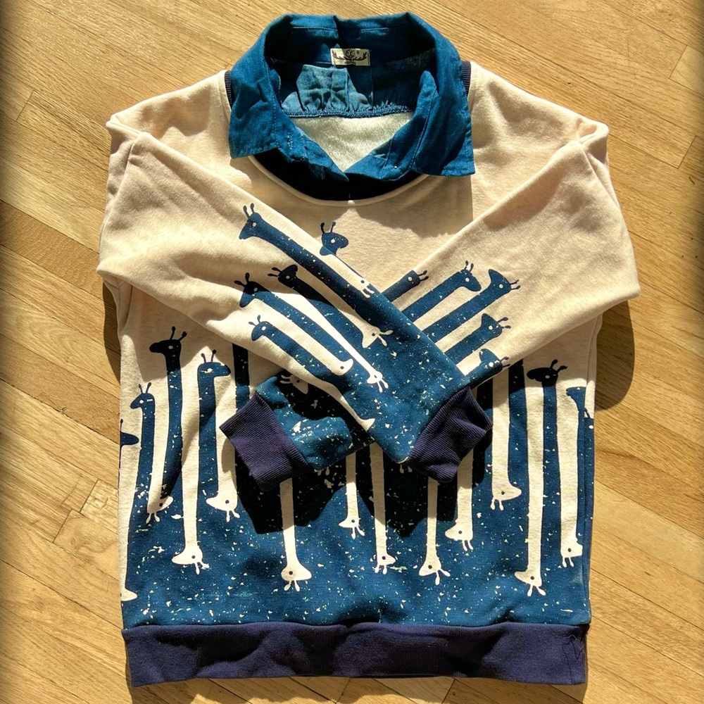 Slim Fit Sweater Inverted Giraffe Pattern Warm